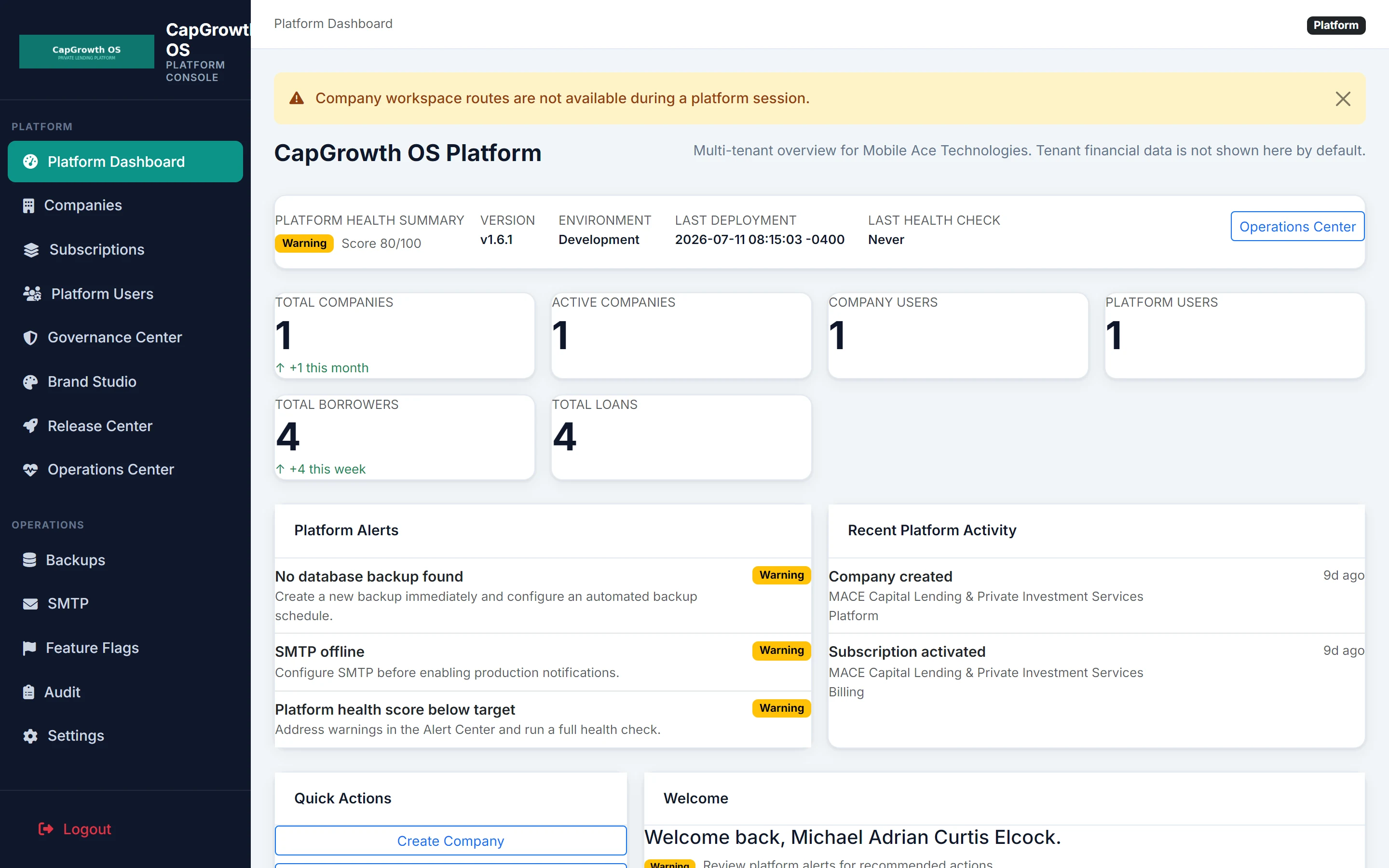 CapGrowth OS Company Users and RBAC roles from Reference Enterprise